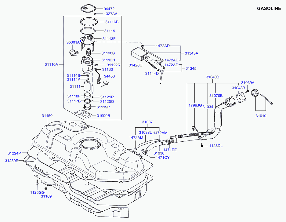 Hyundai 311231C100 - Паливний фільтр autozip.com.ua