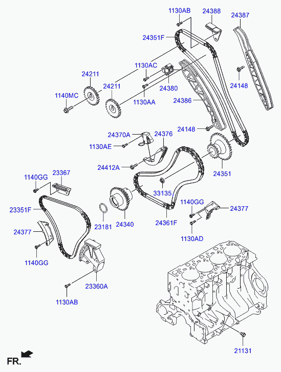 Hyundai 23360-4A100 - Натягач ланцюга, привід масляного насоса autozip.com.ua