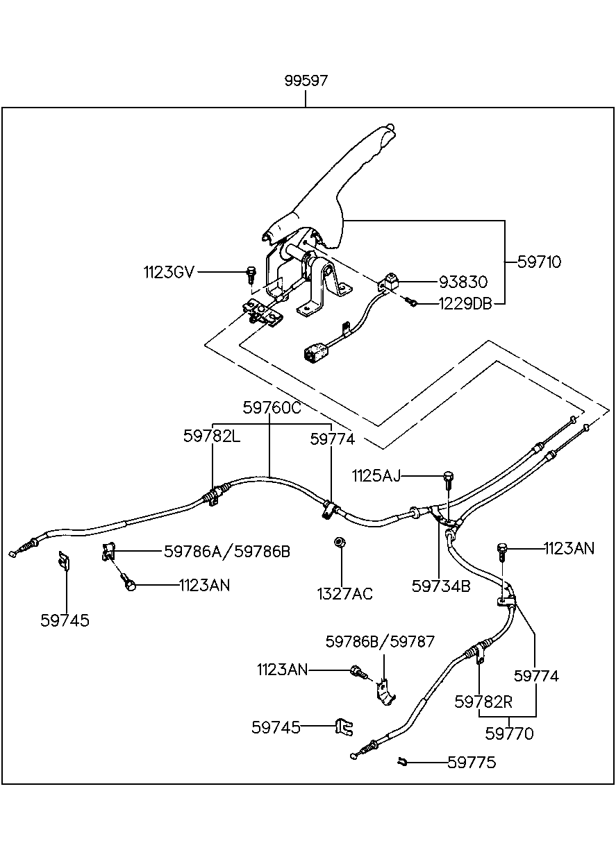 Hyundai 59760-34101 - Трос, гальмівна система autozip.com.ua