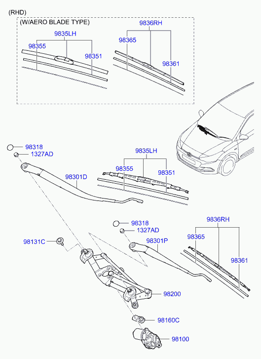 Hyundai 983502Z000 - Щітка склоочисника autozip.com.ua