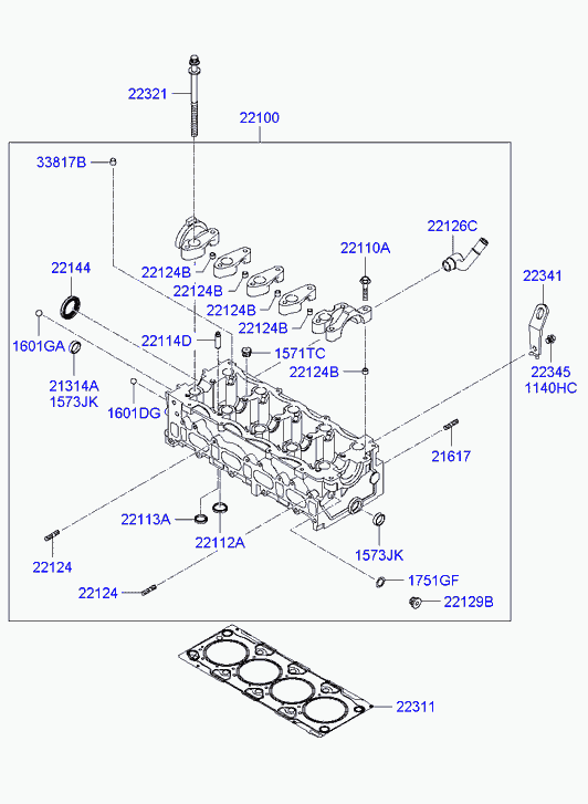 Hyundai 2210027800 - Головка циліндра autozip.com.ua