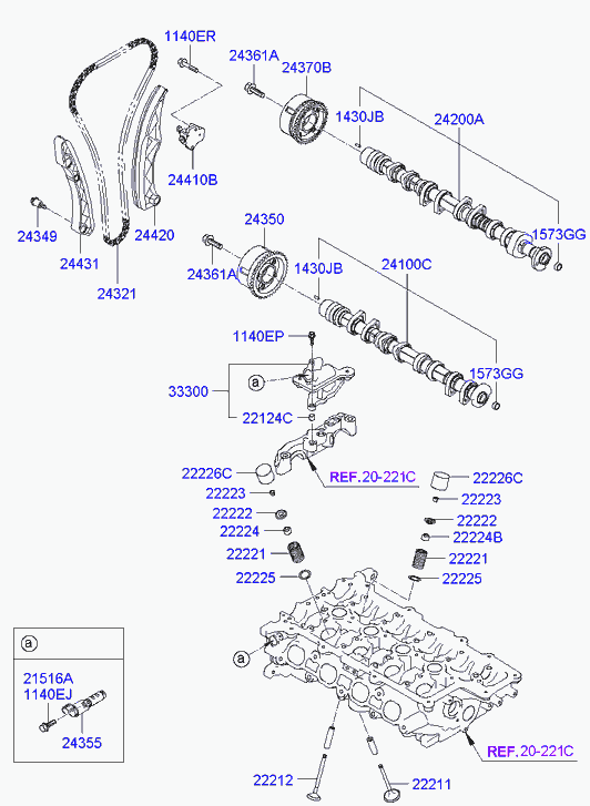 Hyundai 24431-2B610 - Комплект ланцюга приводу распредвала autozip.com.ua