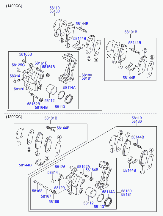 KIA 58114-24000 - Ремкомплект, гальмівний супорт autozip.com.ua