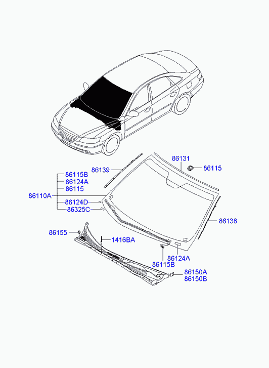 Hyundai 861103L000 - Вітрове скло autozip.com.ua