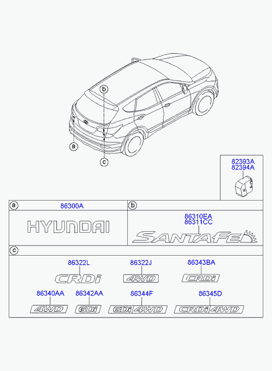 Hyundai 863452W000 - Емблема задніх дверей autozip.com.ua