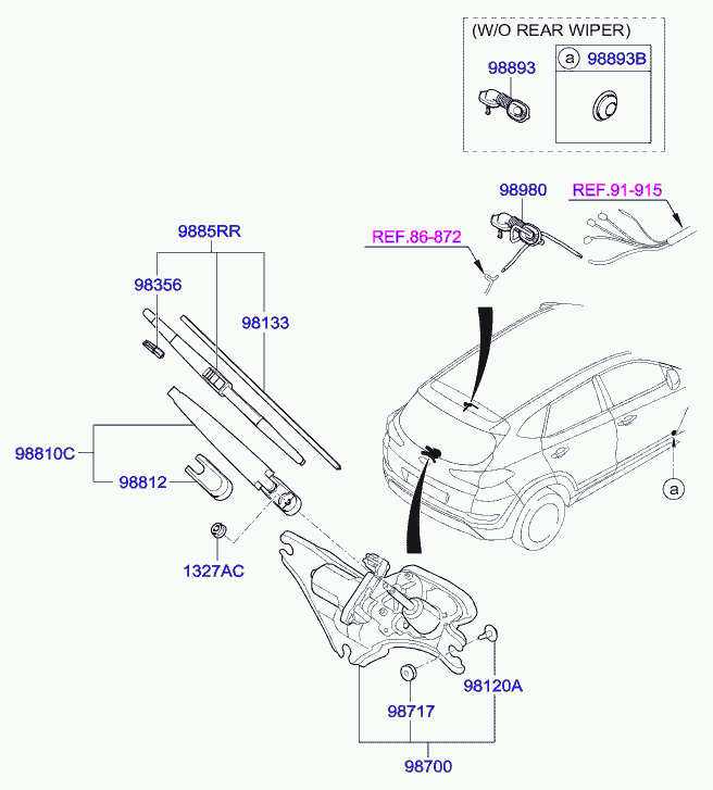 Hyundai 98700D3000 - Motor & linkage assy - rear wiper autozip.com.ua