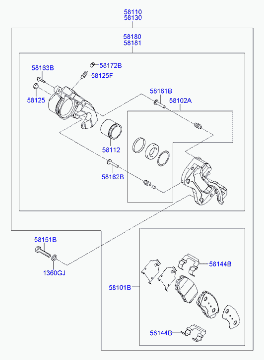 Hyundai 581803KA01 - Гальмівний супорт autozip.com.ua