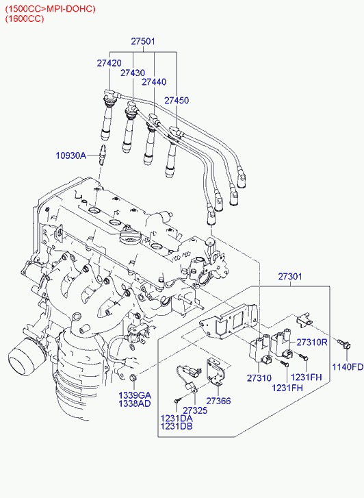 Hyundai 27501-22B00 - Комплект проводів запалювання autozip.com.ua