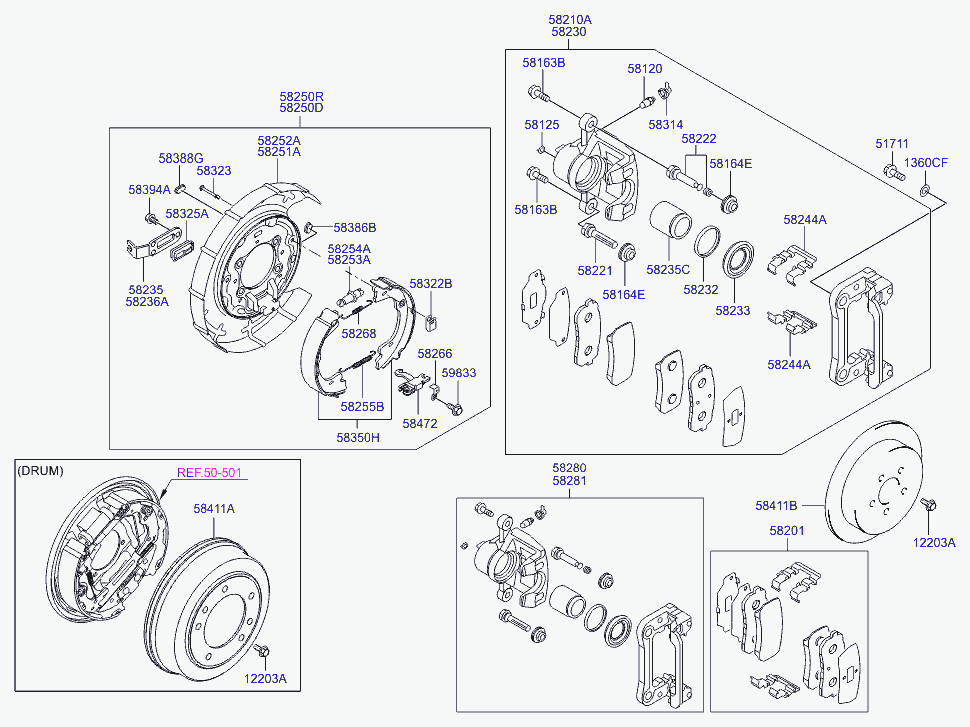 Buessing 58350-4HA00 - Комплект гальм, ручник, парковка autozip.com.ua