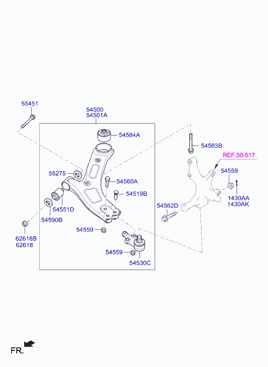 Hyundai 545844H000 - Сайлентблок, важеля підвіски колеса autozip.com.ua