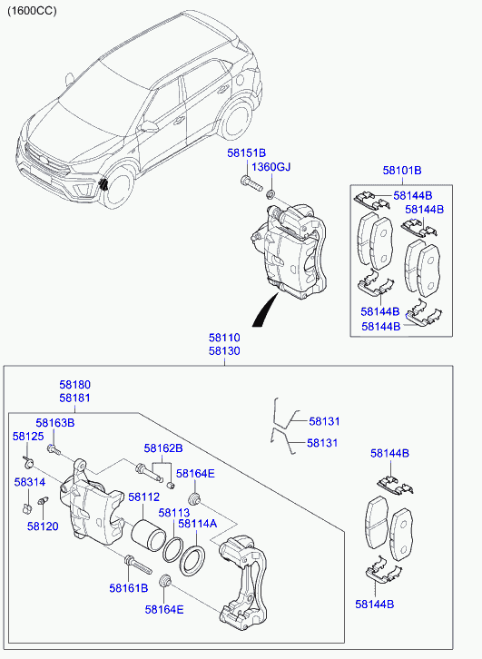 KIA 58113-1H000 - Ремкомплект, гальмівний супорт autozip.com.ua