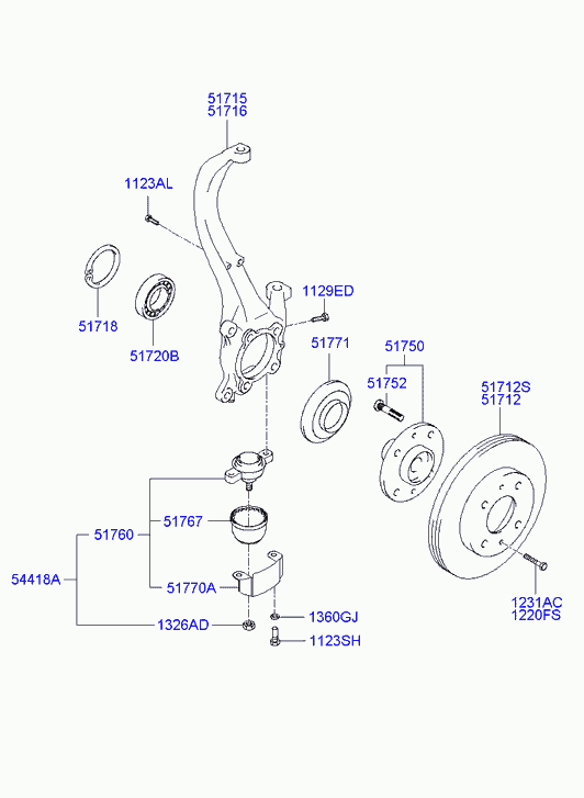 Hyundai 5171539600 - Поворотний кулак, підвіска колеса autozip.com.ua