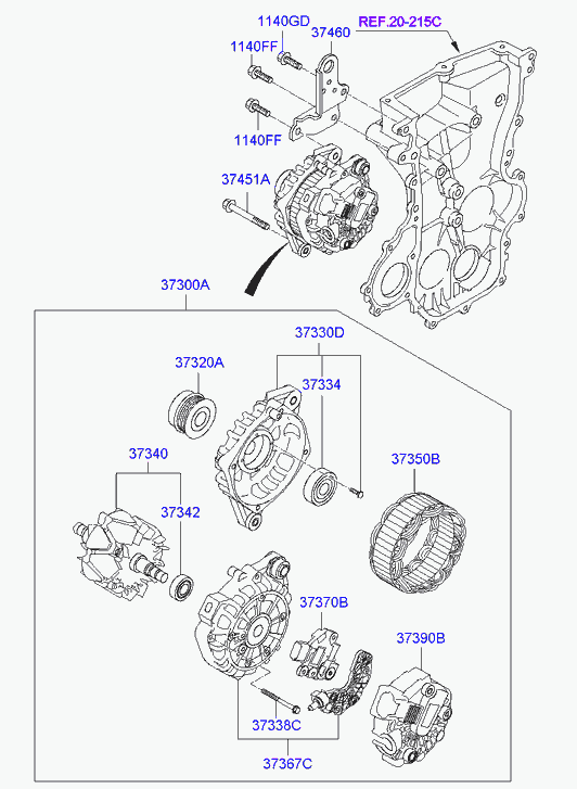 Hyundai (BEIJING) 37370-2B300 - Регулятор напруги генератора autozip.com.ua