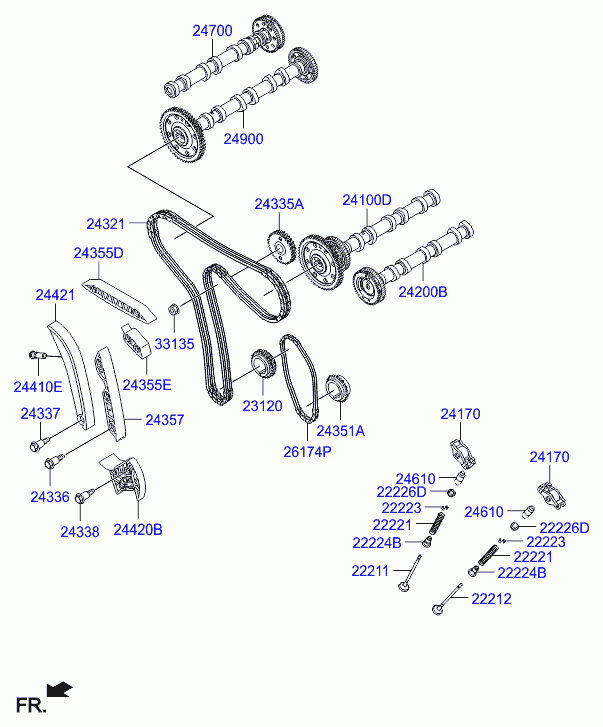 Hyundai 24322-3A000 - Ланцюг, привід маслонасоса autozip.com.ua