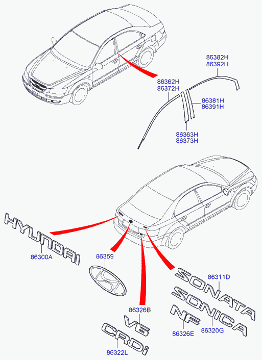 Hyundai 863233K000 - Емблема задніх дверей autozip.com.ua