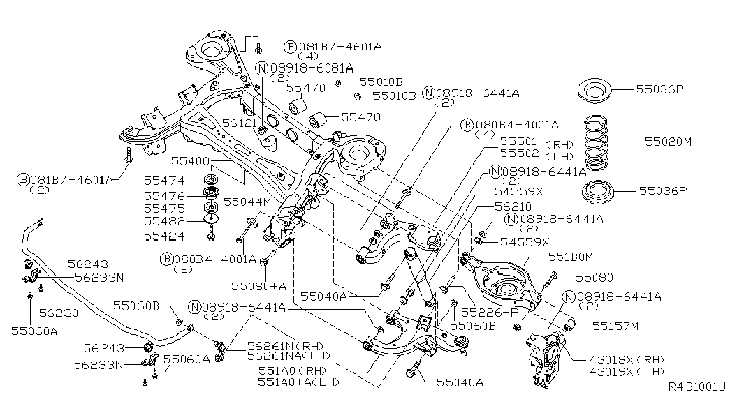 NISSAN 55476-AR002 - Втулка, балка мосту autozip.com.ua