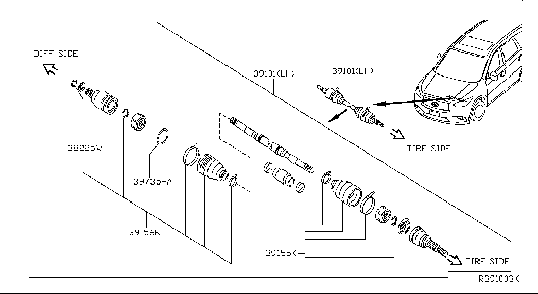 NISSAN C9741-3JA0A - Пильник, приводний вал autozip.com.ua