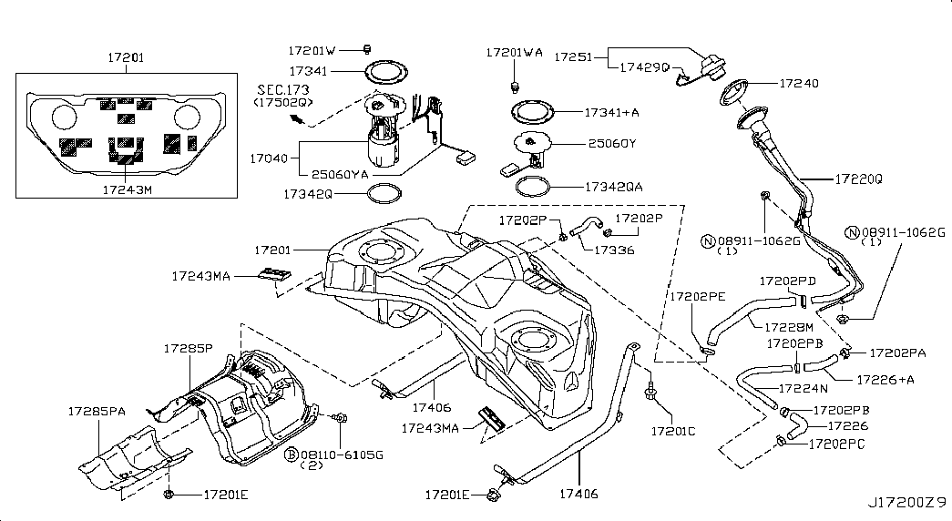 Infiniti 172511BB0A - Кришка, паливної бак autozip.com.ua