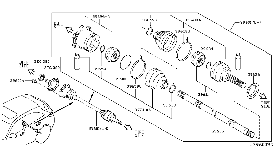 NISSAN 39241-EG026 - Пильник, приводний вал autozip.com.ua