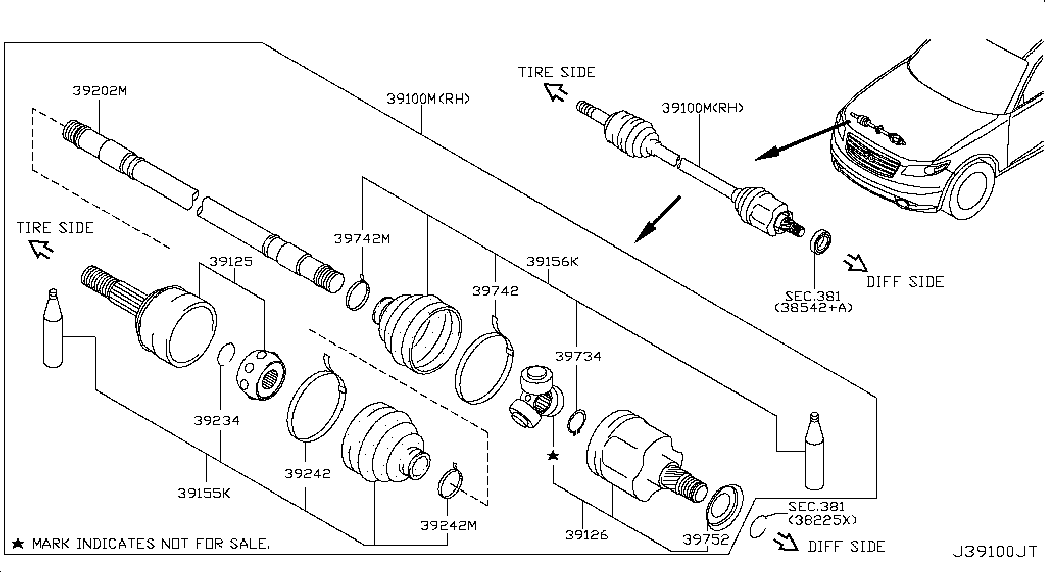 NISSAN 39711-CG000 - Шарнір, ШРУС, приводний вал autozip.com.ua