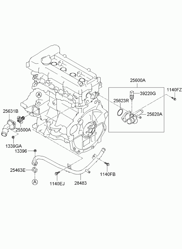 Hyundai 25500-2B001 - Термостат, охолоджуюча рідина autozip.com.ua