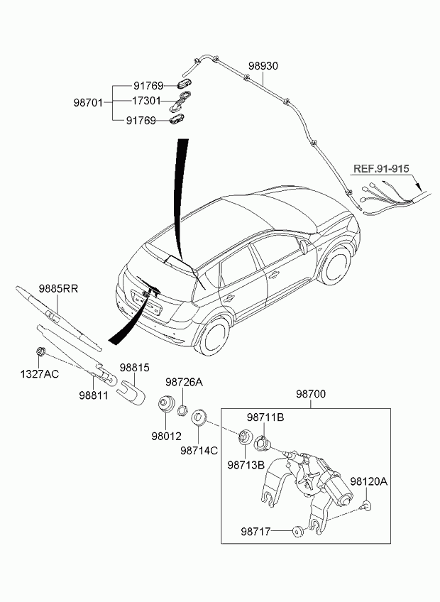 Hyundai 98850 1H000 - Щітка заднього скла autozip.com.ua