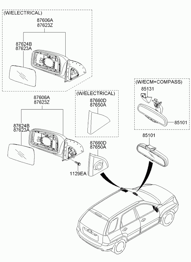 KIA 876200Z030 - Зовнішнє дзеркало autozip.com.ua