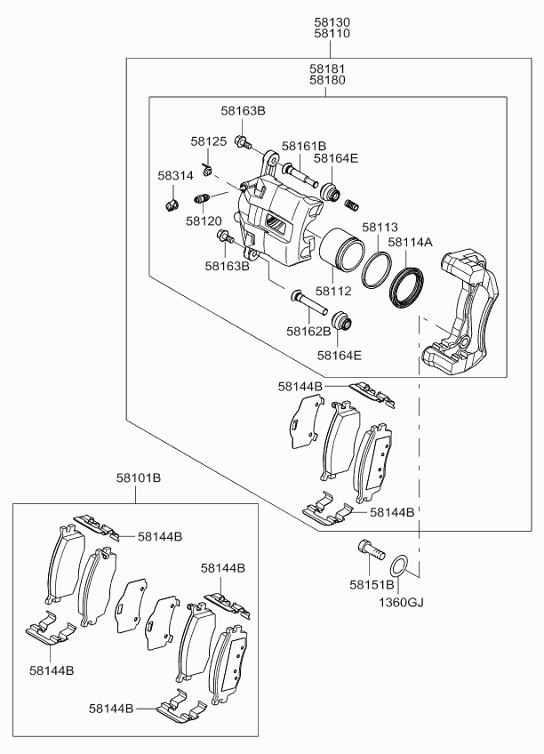 KIA 58114-1G000 - Ремкомплект, гальмівний супорт autozip.com.ua