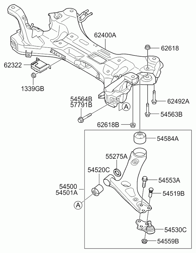 Hyundai 54551-2Y000 - Сайлентблок, важеля підвіски колеса autozip.com.ua