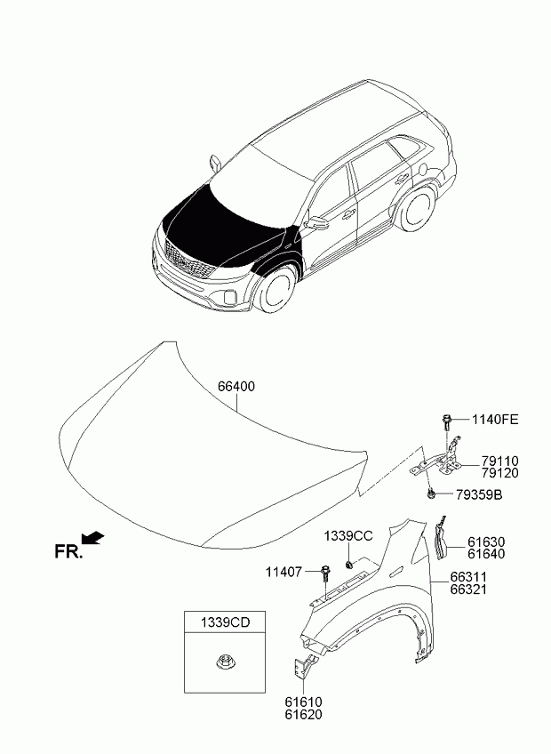 KIA 664002P500 - Капот двигуна autozip.com.ua