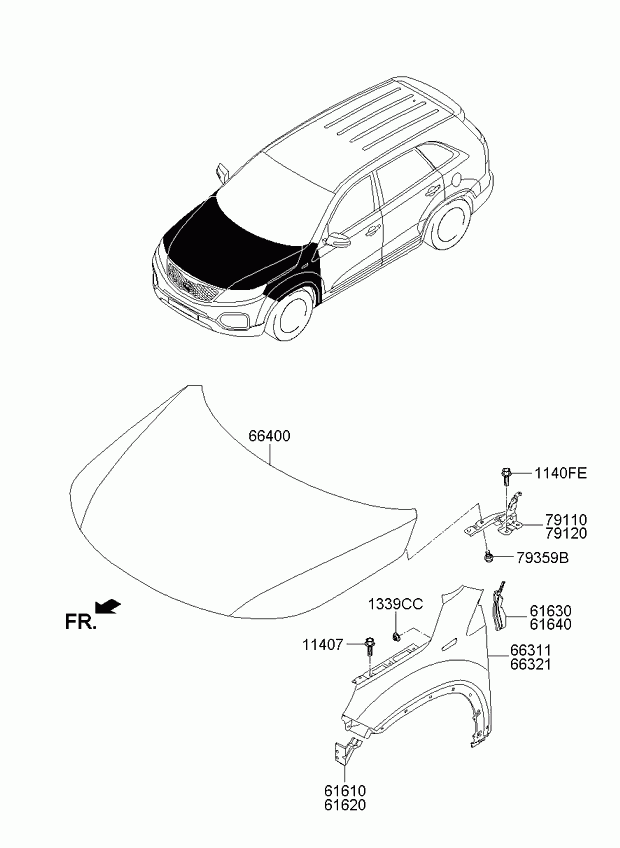 KIA 791102P000 - Шарнір, капот autozip.com.ua