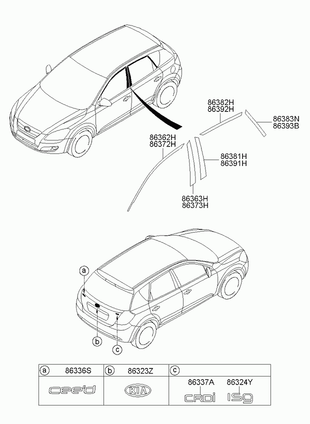 KIA 863911H001 - Облицювання / захисна накладка, скло двері autozip.com.ua