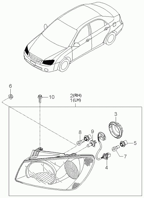 KIA 921022F020 - Основна фара autozip.com.ua