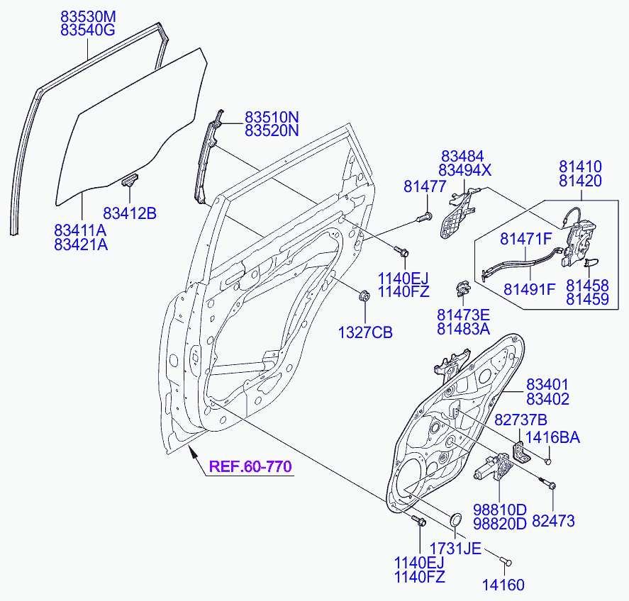 KIA 834212P000 - Бокове вікно autozip.com.ua