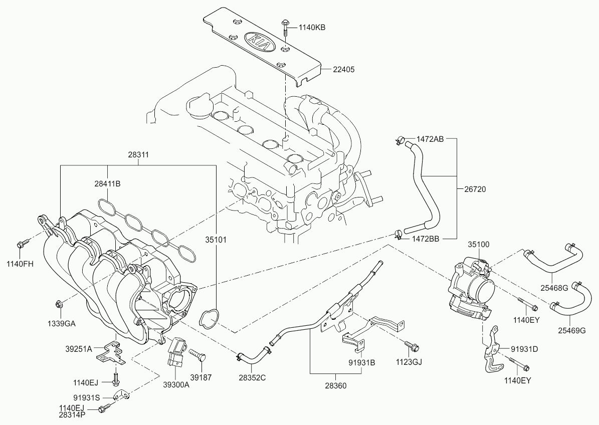 Hyundai 284112B500 - Прокладка, впускний колектор autozip.com.ua