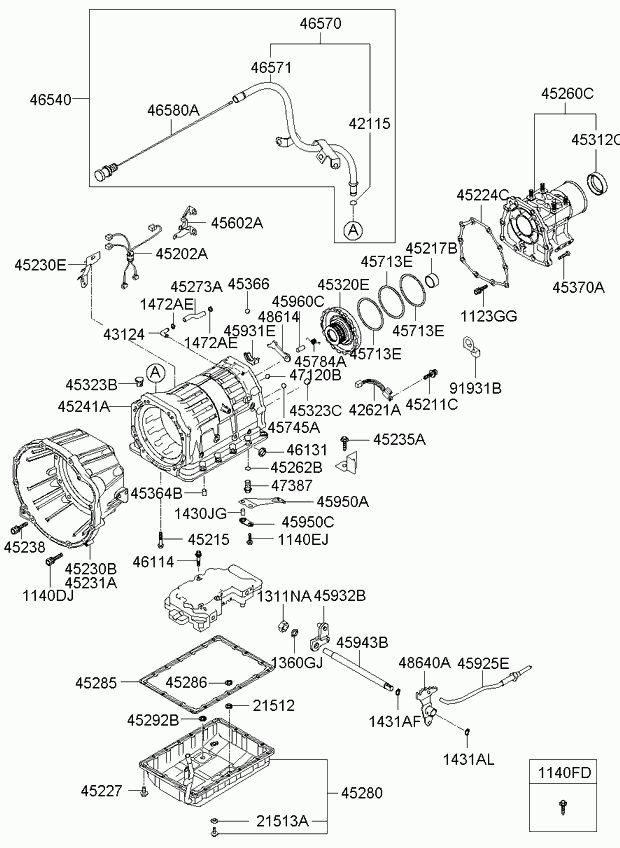 Hyundai 452284C000 - Прокладка піддону на АКПП autozip.com.ua