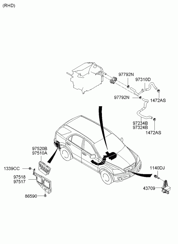 KIA 9752026000 - Решітка вентилятора, буфер autozip.com.ua