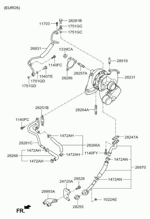 Hyundai 282402F700 - Маслопровод, компресор autozip.com.ua