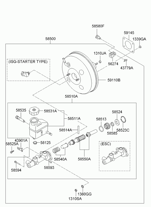 Hyundai 58500-1H200 - Підсилювач гальмівної системи autozip.com.ua