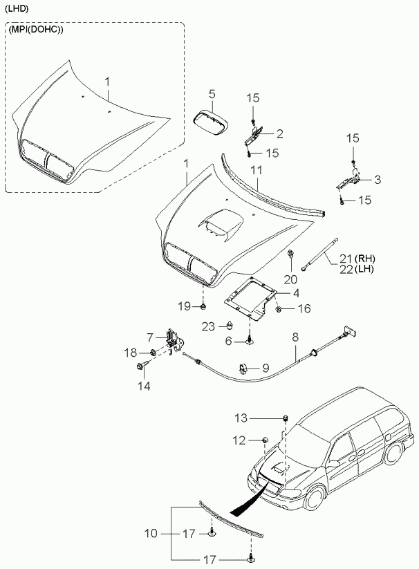 Hyundai 0K54Z52310 - Капот двигуна autozip.com.ua