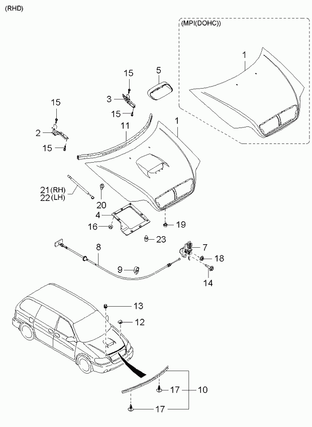 KIA 0K53Z52420 - Шарнір, капот autozip.com.ua