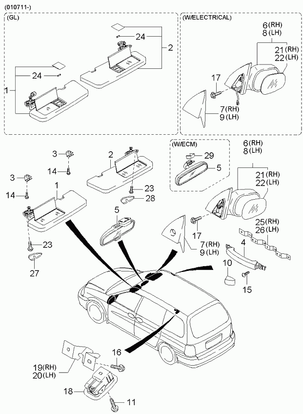 KIA 0K54D69183 - Дзеркальне скло, зовнішнє дзеркало autozip.com.ua