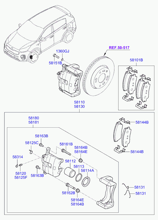 Hyundai 58180D7A50 - Ремкомплект, гальмівний супорт autozip.com.ua