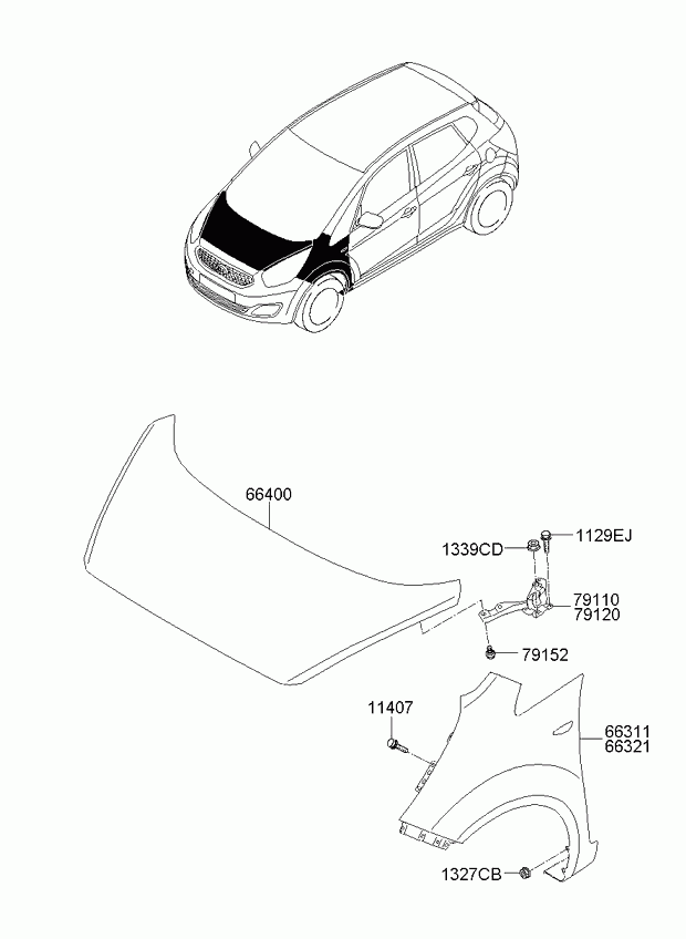 KIA 664001P000 - Капот двигуна autozip.com.ua