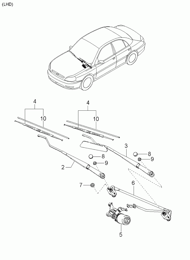 Hyundai 0K30A-67350A - Двигун склоочисника autozip.com.ua