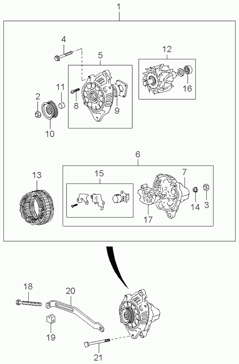 KIA 3732138400 - Ремінний шків, генератор autozip.com.ua