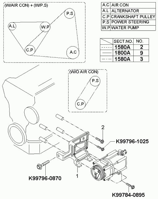 MAZDA 0K9AA-15-907 - Клиновий ремінь autozip.com.ua