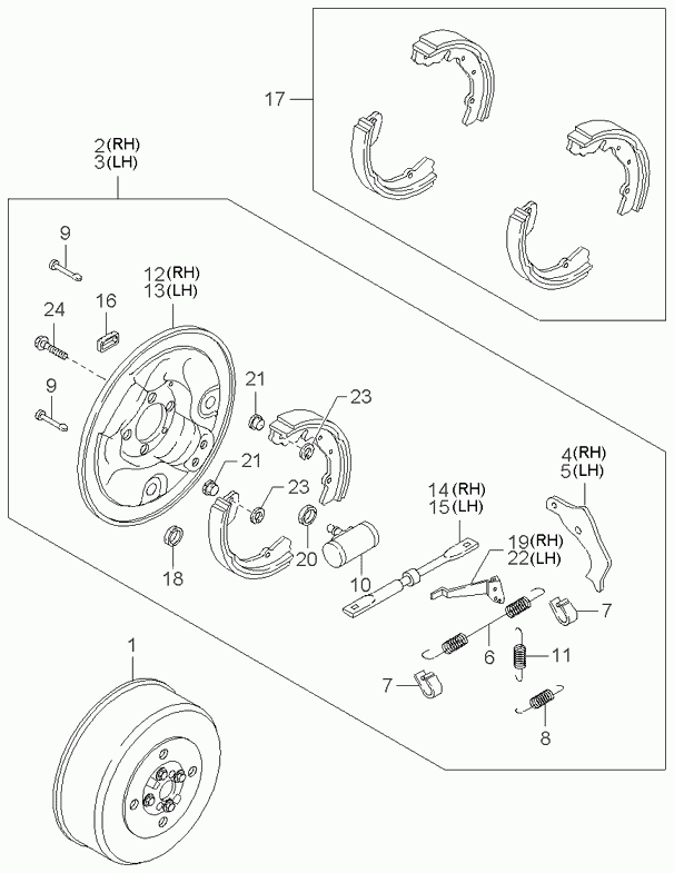 KIA 0K0452638Z - Комплект гальм, барабанний механізм autozip.com.ua