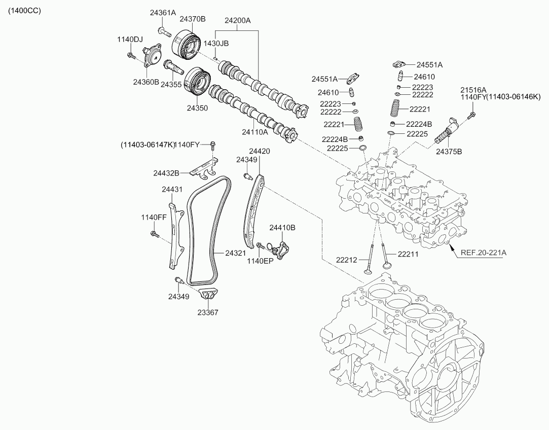 Hyundai 24420-03010 - Комплект ланцюга приводу распредвала autozip.com.ua