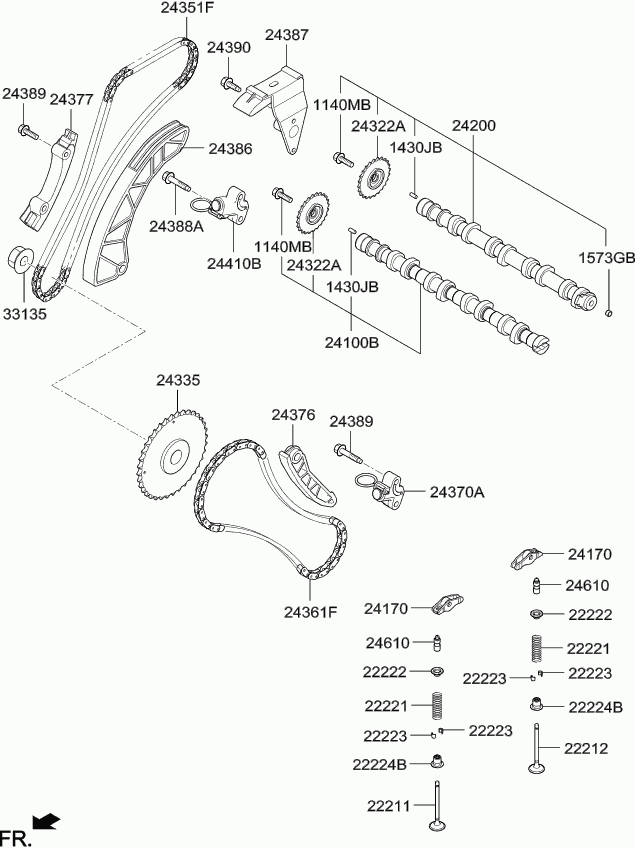 Hyundai 24386-2A000* - Комплект ланцюга приводу распредвала autozip.com.ua